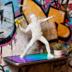 Banksy Street Graffiti Art Statue,Throwing Flower Boy Figurine,Resin Statue Ornaments,Living Room Dining Desk Decorations,Bookshelf Decorative Objects,Modern Home Decor(8.6"/White)