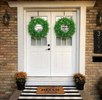 U'Artlines 23.6" Front Door Wreaths Artificial Spring Summer Greenery Hanging Garland for Home Wedding Wall Window Decoration (23.6'' Boxwood,1)