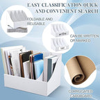 3 Pack Cardboard Magazine File Holders 12 Grids Vertical Book Bins 10.6'' x 10.2'' x 14'' Magazine Document Storage Box for Desk Shelves Home Office Classroom Library Use (White)