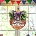 250th Anniversary Patriotic Wreath for Front Door, 250 Years of Freedom Wooden Door Sign, 4th of July Decorations Outdoor & Memorial Day Decor for Home (Color-Freedom2)