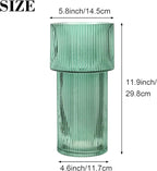 Large Glass Vase, 12 Inches Tall Vase for Flowers, Green Flower Vases for Bouquet, Modern Green Glass Vases for Living Room, Dining Table, Office, Entryway, Mantle, Shelf, Wedding Gifts