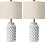 USumkky 20.5" White Modern Ceramic Bedside Lamps Set of 2, Small Table Lamp for Bedroom Decor Farmhouse Nightstand Lamp for Living Room Office
