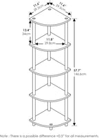 Furinno TURN-N-TUBE Corner Shelf, 5-Tier Corner Bookshelf, Open Storage Shelves, for Organization and Storage, Living Room, Home Office, Garage, Bedroom, Amber Pine