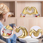 DOVDOV Heart Hand Sculpture, Gold Shelf Decoration Aesthetics for Room Bookshelf Coffee Table Dining Table Centerpiece, Birthday Gift and Memorial Gift for Women, Girlfriend Girls Mom.