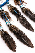 OMA Large Blue Dream Catcher with Turquoise Stones and Feathers, Traditional Dreamcatcher for Bedroom, Living Room, Dorms & Gift - Size – 28” x 9”