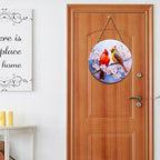 Harooni Spring Cardinal Door Wreaths, Wooden 12x12 inch Door Hanger with Floral Design, Farmhouse Wall Sign for Home Yard Garden Decoration