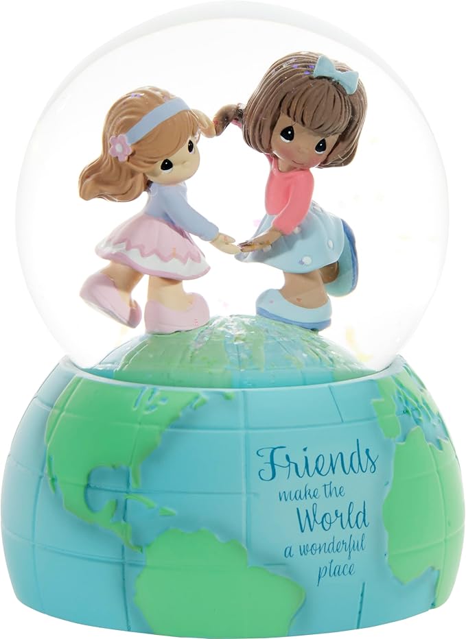 Precious Moments Best Friends Snow Globe | Friends Make The World A Wonderful Place Resin/Glass Musical Snow Globe | Gift & Home Decor | Hand-Painted