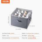 VEVOR Under Bed Shoe Storage Organizer, 1 Pack, 16 Compartments, Underbed Shoe Box Storage Containers Adjustable Dividers, Sandal Organizer Storage with Clear Window, Breathable, Reinforced Handles