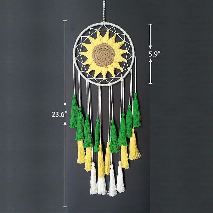 AQUPIOSSE Sunflower Summer Dream Catcher Handmade Dream Catchers for Bedroom Wall Hanging Home Decor Ornaments Craft Men Women