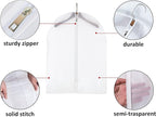 6 Pack Short Garment Bags (24x31") - Dustproof Covers for Kids Clothes - Durable PEVA Storage Bags with Sturdy Zipper for Dance Costumes, Tops & Folded Pants (Translucent)