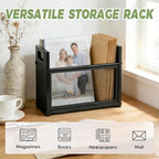 Magazine Rack & Holder, Mesh Magazine Rack Floor, Multi-Purpose Storage Organizer for Magazines, Books, Newspapers, Mail, Tablets | Magazines Storage Basket for Home, Office, Bathroom, Black Walnut