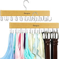 Belt & Bra Organizer for Closet - Tie Rack With 22 Rotatable Hooks, Stackable Space Saving Hanger for Women/Men, Tank Top Organizer, 3pcs
