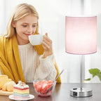 Lynnoland Set of 2 Touch Control Table Lamps, 3-Way Dimmable Bedside Nightstand Lamps for Bedroom Living Room Nursery, 800 Lumens 5000K Warmlight Bulbs Included