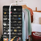 Bloss Hanging Jewelry Organizer With 90 Pockets,Earring Holder Organizer Storage For Valentine's Day Gift,Double-Sided Jewelry Holder for Earrings, Necklaces, Rings on Closet,Wall,Door(Black)