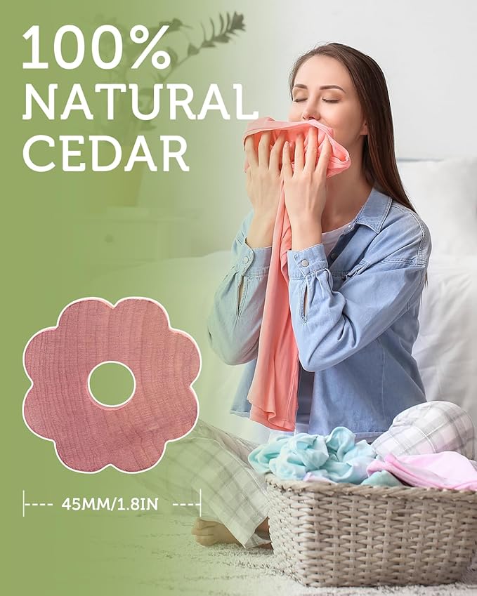 Cedar Blocks for Clothes Storage, 32 Pack Cedar Rings, Aromatic Scent Cedar Planks for Clothes Storage Closets Clothes Hangers and Drawers Freshener Protection & Control