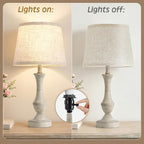 Luvkczc Table Lamp Set of 2, 19" Cottage Core Resin Bedside Lamps Nightstand Lamp for Living Room & Bedroom, Linen Shade Desk Lamps Office, Study(Bulb not Included)