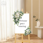 Odouzy Artificial Wedding Arch Flowers for Wedding Sign,Set of 2 for Wedding Welcome Ceremony Sign,Faux Floral Swags,Wedding, Banquet and Reception Backdrop Floral Decoration (White)