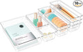 10 PCS Drawer Organizer Set,4 Varied Size Bathroom and kitchen Drawer cabinet organizer Trays, Clear Storage Bins for Makeup, Jewelry, Utensils and Gadgets