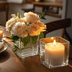 CONNOO 6 Pack Square Glass Vase 5" x 5" x 5", Clear Bulk Flower Vases for Centerpieces, Square Glass Cube Vase Floating Candle Holders for Wedding Party Home Decor
