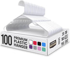 Utopia Home Plastic Hangers 100 Pack - Perfect Space Saving Clothes Hanger - Durable and Strong - Perfect Closet Organizers with Shoulder Grooves (White)