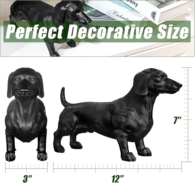 Lifelike Dachshund Sculpture - Creative Wiener Dog Figurine Modern Home Decoration for Home Desk Shelf Decor, Cute Resin Animal Statue Collectible Gift for Dog Lovers