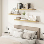 Vivelove 12 Inch Deep Floating Shelves 47.2 inch Long, 2 Inch Thick Wall Shelves with Invisible Brackets, Shelf for Bedroom Bathroom Living Room Kitchen Office Home Decor, Modern Shelf Set of 2, Oak
