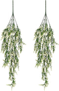 2 Pcs Artificial Lavender Teardrop Rattan, Spring Summer Front Door Hanging Floral Swags for Wall Basket Filler, Garden Home Easter Decoration-28.7in(White)