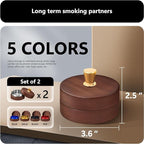 roygra Wooden Ash Tray with Lid (2 Pack), Outdoor Ashtray for Outside Patio, Smokeless Ashtrays for Cigarettes with 3 Holder, Smoking Accessories, Home Décor, Ashtrays for Smokers Indoor - Black
