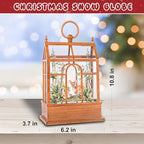 Christmas Snow Globe Lantern Greenhouse Water Glittering Globe with Little Lawn 6H Timer Function Christmas Snow Globes 3 AA Battery Operated for Christmas Festival Decorations Gifts (Greenhouse)