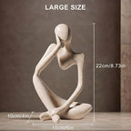 Large Sandstone Thinker Statue Decor, Modern Minimalist Abstract Sculpture, Thinker Sculpture Home Decor for Living Room, Office Desk, Bookshelf Decor, Contemporary Home Decor Accent