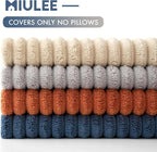 MIULEE Boho Farmhouse Throw Pillow Covers 20x20 Inch Set of 4 Summer Mordern Neutral Cushion Covers Soft Corduroy Nordic Home Decor for Couch Bed Sofa Living Room Blue-Yellow