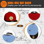 24 Pack Adhesive Hat Hooks for Wall, Strong Hat Rack for Baseball Caps, Minimalist Hat Organizer Display for Home Decor, Hat Hold Hanger for Wall, Door, Closet, No Drilling - USA Patented (Black)