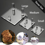 Hipiwe Clear Acrylic Display Stand - Three-Peg Display Easel Stands for Fossil Coral Geodes Rock Mineral Agate Small Collectibles, Set of 4