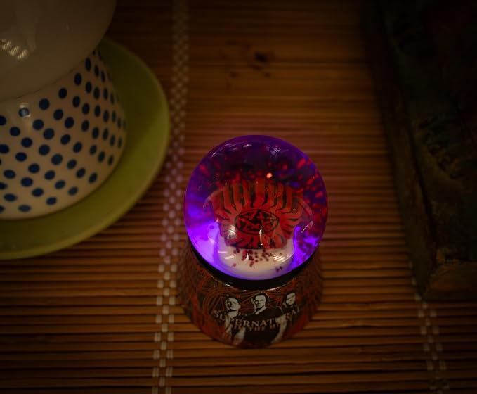 Supernatural Join The Hunt Anti-Possession Symbol Light-Up Mini Adult Snow Globe with Glitter Display | 2.75 Inches Tall