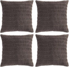 Fancy Homi 4 Packs Decorative Throw Pillow Covers for Living Room Couch Bed, Modern Farmhouse Boho Home Décor Accent Cushion Case, 20" x 20", Dark Brown
