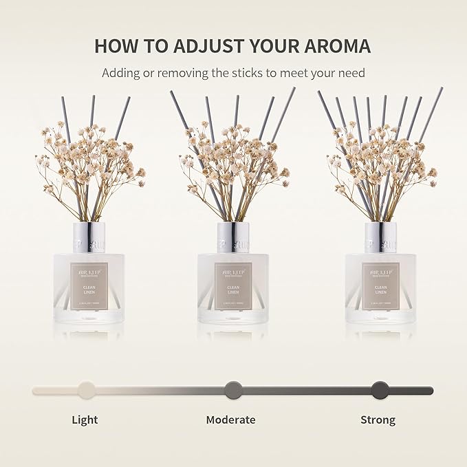 Airkeep Reed Diffuser Set,3.38 fl oz (100 ml) - Freesia Pear Oil Diffusers with 8 Reed Sticks, Home Fragrance Reed Diffuser for Bathroom Shelf Decor