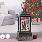 Christmas Snow Globe Decorations, Musical Glitter Red Gnome Lantern with 6H Timer, USB/Battery Powered Lighted Décor for Home, Tabletop, Gift Box