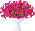 12 Bundles Morning Glory Artificial Flowers for Outdoor Decoration UV Resistant Fake Plastic Plants Artificial Greenery for Indoor Outdoor Garden Patio Window Box Home Decor