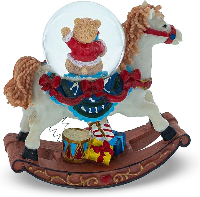 Teddy Bears' Rocking Horse Christmas Water Snow Globe