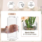 ComSaf Glass Flower Vase, 8 Inch Tall Bud Vases, Home Decor Vases for Centerpiece for Living Room and Bedroom, Decorative Vases for Wedding, Valentines' Day, Mother's Day (Clear)