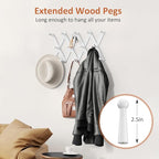 Accordion Wall Hanger, Hat Rack for Wall with 14 Coat Hooks, Expandable Hat Hangers Organizer, Vintage Decorative Coat Rack Wall Mount for Purse, Mug (White)