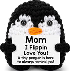 Belatelove Birthday Gifts for Mom from Daughter Son, Handmade Crochet Mini Penguin Mother's Day for Mama Mother in Law Bonus Step Mom, Funny I Love You Gift for Moms Small Easter Decor