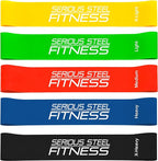 Serious Steel Fitness Mini Resistance Loop Bands | Rehab and Prehab Stretch Bands | 12" Exercise Workout Bands (Sets of 5 Pack and Sets of 10 Pack Trainer Options Available!)