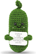 DAFURIET Mini Funny Pickle, 3 inch Knitted Wool Doll with Card for Cheer Up Galentines Valentine’s Gifts and Party Decorations, Cute Emotional Crochet Pickle for Birthday Easter