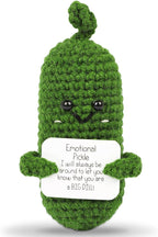 DAFURIET Mini Funny Pickle, 3 inch Knitted Wool Doll with Card for Cheer Up Galentines Valentine’s Gifts and Party Decorations, Cute Emotional Crochet Pickle for Birthday Easter