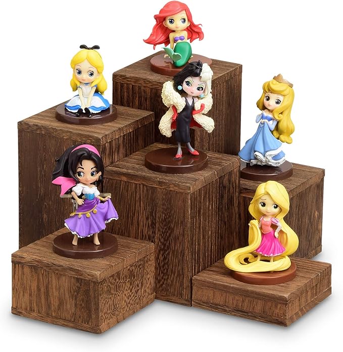 MOOCA Wooden 6 Pcs Square Risers for Display Jewelry and Accessories Display Stand Wooden Risers For Jewelry Figurine, Brown