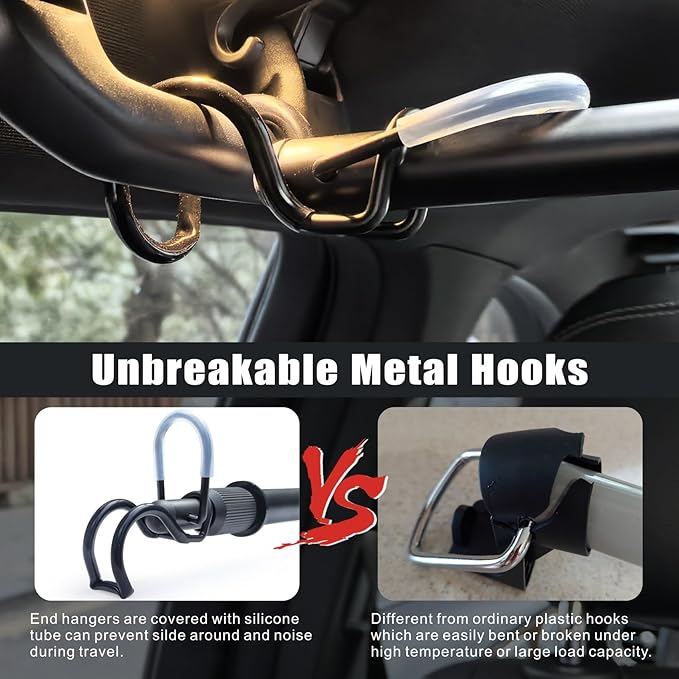 Heavy Duty Telescopic Car Clothes Hanger Bar - Adjustable 30''-66'' Garment Rack Travel Closet Hanging Rod for Vehicle Truck SUV RVs Extendable Metal Pole for Automobile Clothing Organizers & Storage