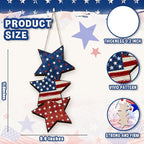 Wooden 4th of July Decorations Patriotic Wreaths for Front Door Independence Day Decorations Star Sign Welcome Memorial Day Hanging for Home Wall Decor Outdoor Indoor Red White and Blue Wreath 5