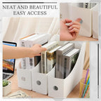 Geyee 12 Pack Magazine File Holder Plastic Desk Organizer Magazine Holder Storage Heavy Duty File Boxes for Home Storage and Office Organization(White)