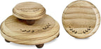 MOOCA 3 Pcs Set Stackable Round Wooden Display Riser, Small Wood Risers for Decor, Pedestal Stand for Home Kitchen, Collection Display, Showcase, Garden and Store
